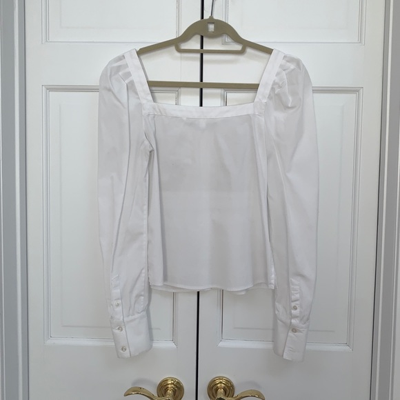 Veronica Beard Frankie White Long Sleeve Rucched Blouse - Picture 8 of 14